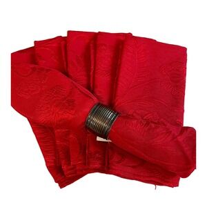 Vintage cloth napkins set-6 Avon RED jacquard 20" x 20" Holiday table decor